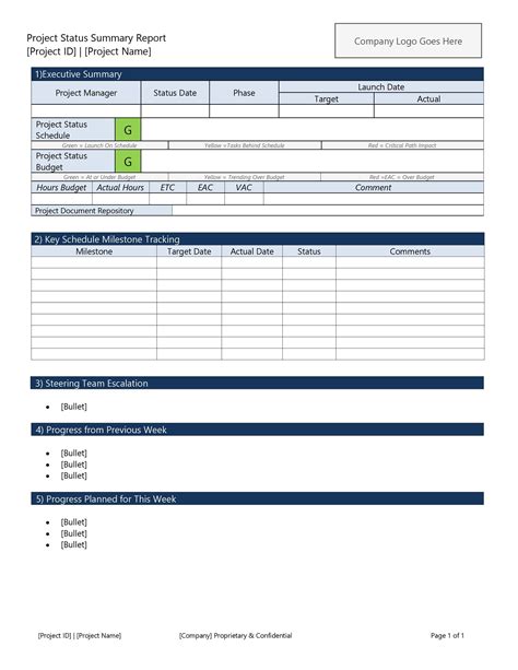 status update template excel