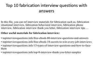 steel fabrication interview questions and answers pdf