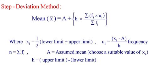 step deviation method formula class 10th