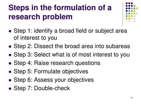 steps to formulate research problem