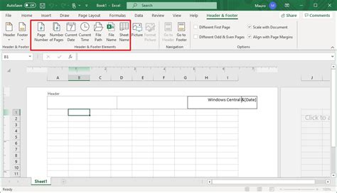 steps to insert header and footer in excel