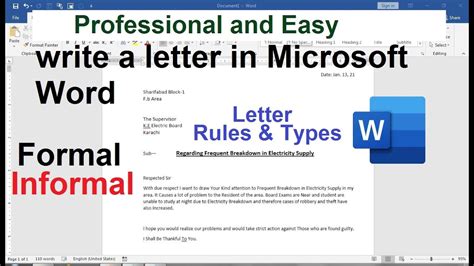 steps to write a letter in ms word