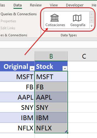 stock data type in excel 2016