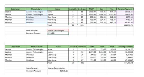 stock excel formulas