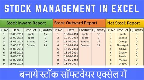 stock register format in excel with formula