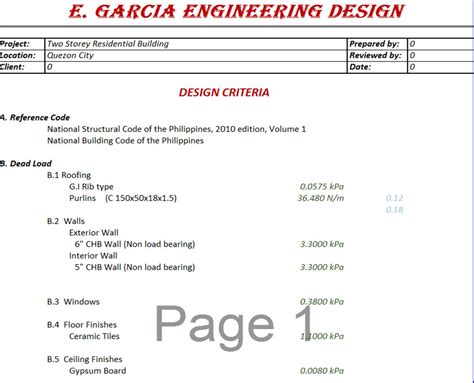 structural design criteria examples