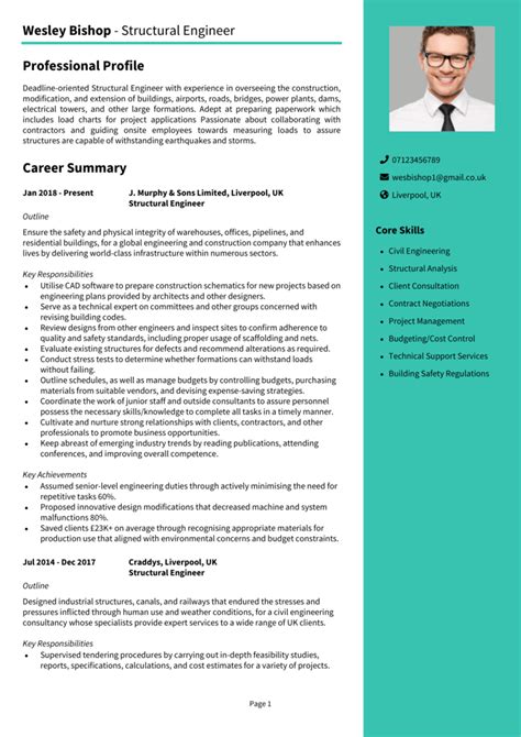 structural engineer cv example uk