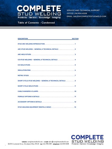 Stud Welding Catalog In Sections