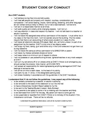 student code of conduct examples pdf