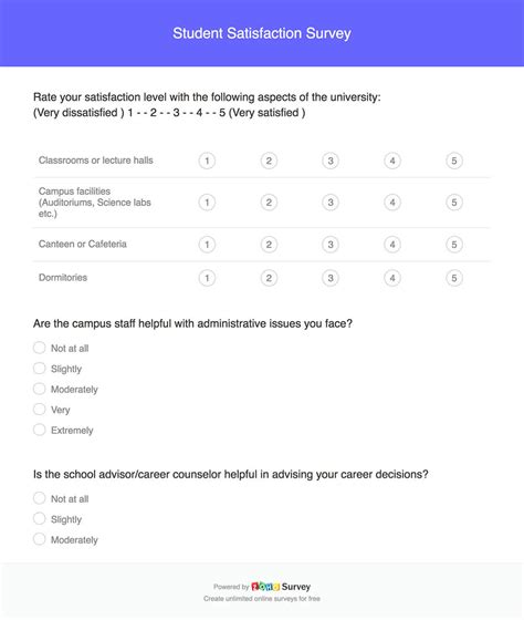 student satisfaction survey questions examples
