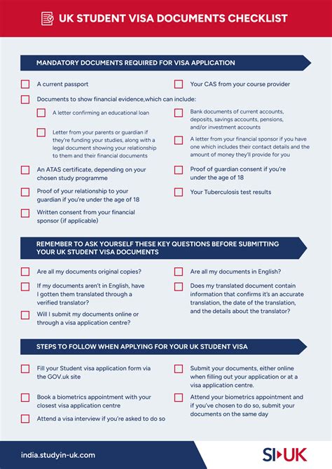 student visa application documents