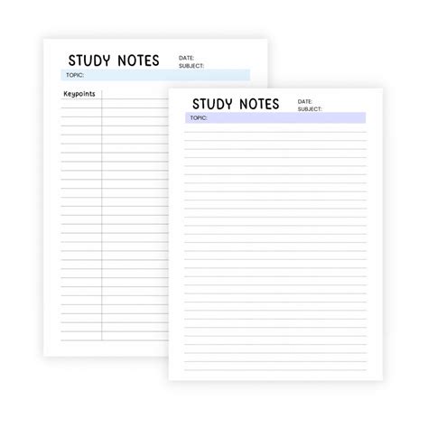 study notes template