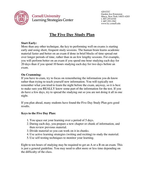 study plan examples