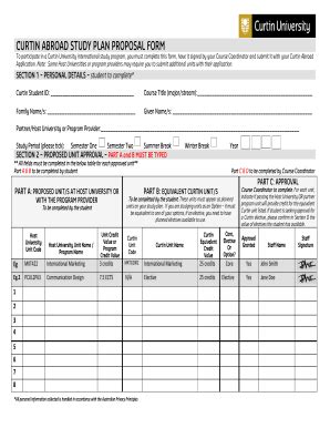 study plan proposal form curtin