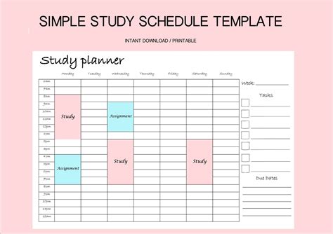 study schedule example