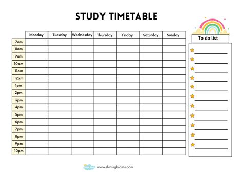 study time table for students class 8