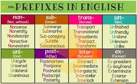 sub prefix words list with meaning