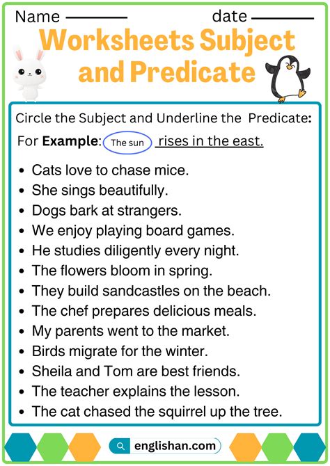 subject and predicate exercises pdf