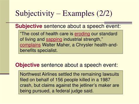 Subjective description example