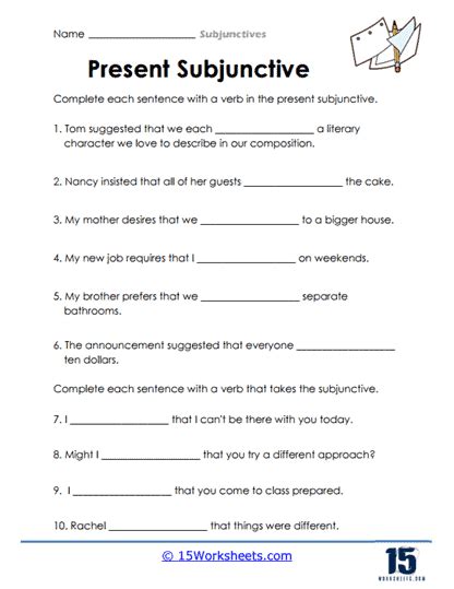 subjunctive exercises with answers