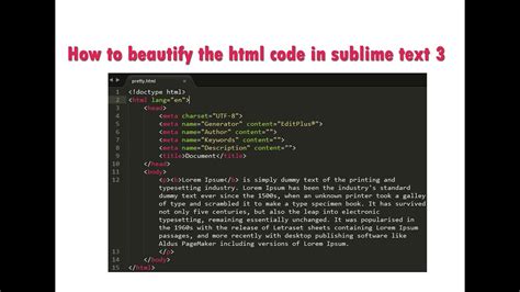 sublime text pretty code