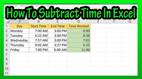 subtract date times in excel