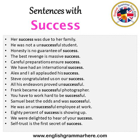 success in a sentence examples