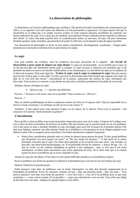 sujet dissertation technique philo
