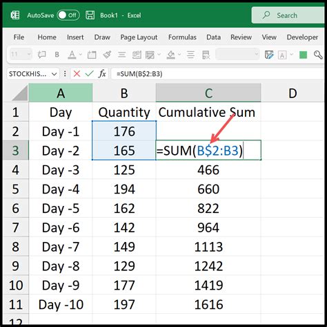 sum equation in excel