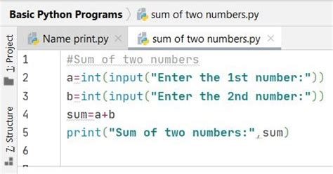 sum of 2 numbers python code