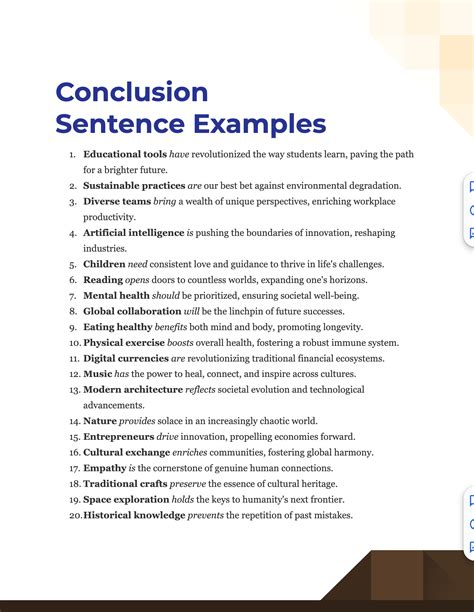 summary conclusion sentence example