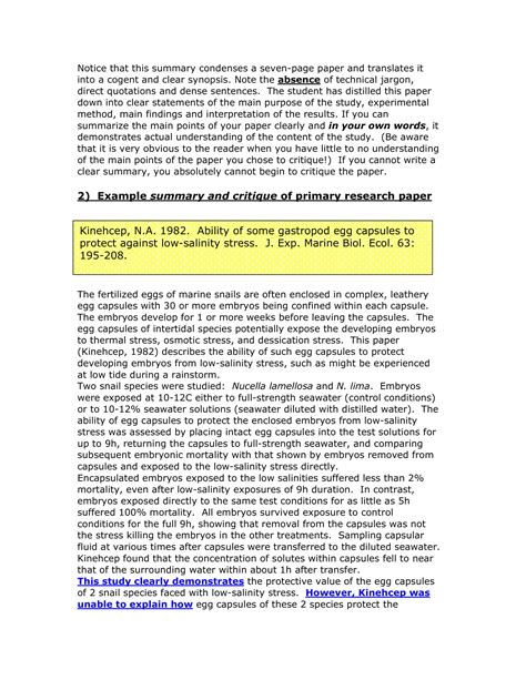summary findings example in research paper