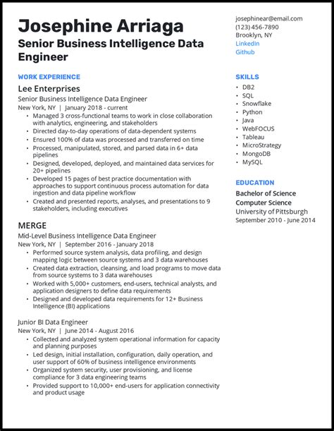 summary for data engineer resume