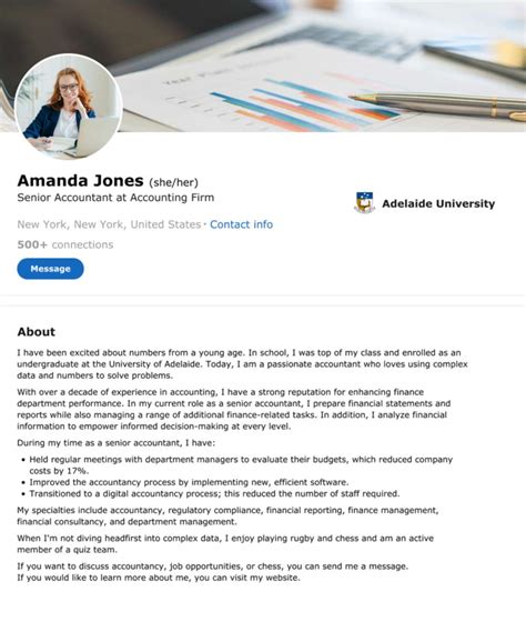 summary for linkedin profile for chartered accountant