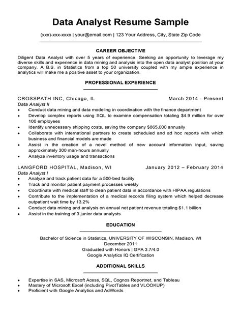 summary for resume for data analyst fresher