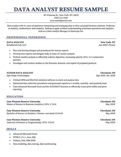 summary for resume for data analyst fresher with no experience