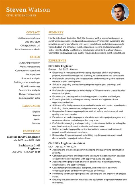 summary for site engineer resume