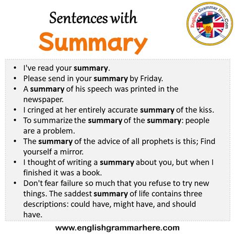 summary in a sentence example