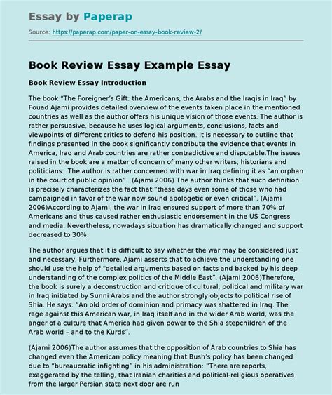 summary of a book example essay