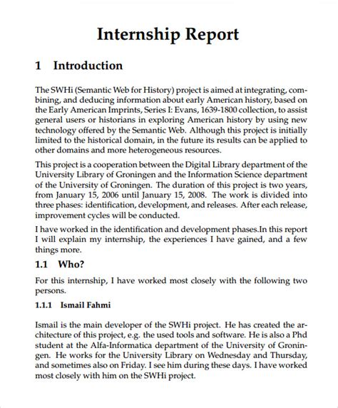 summary of internship report sample pdf