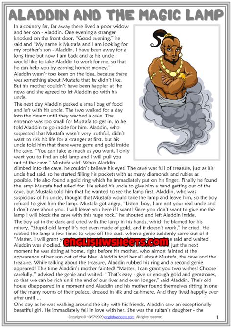 summary of the story aladdin and magic lamp