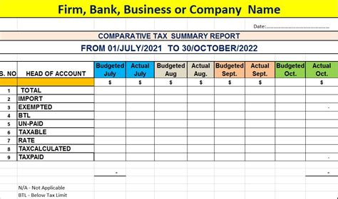 summary sheet in excel format