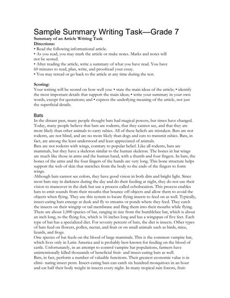 summary writing samples with answers pdf