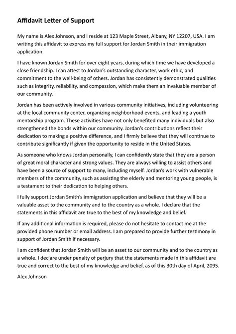 support letter sample
