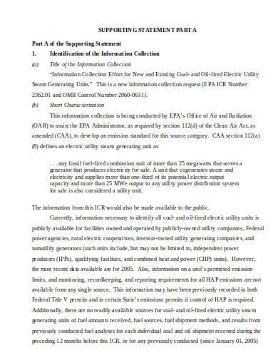 supporting statement for admin job example