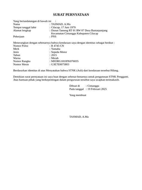 surat motor STNK