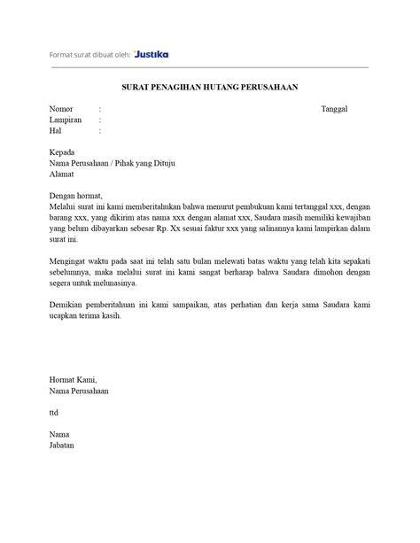 surat peringatan hutang