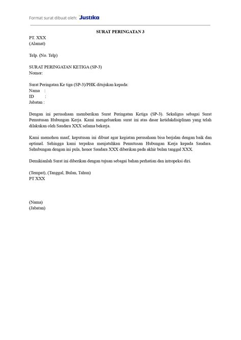 surat peringatan ketiga