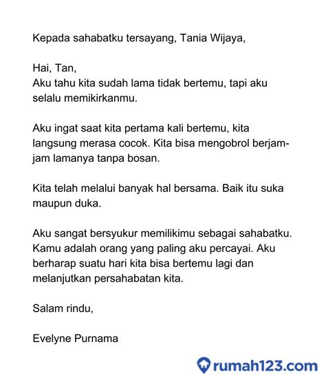 surat pribadi untuk sahabat yang singkat