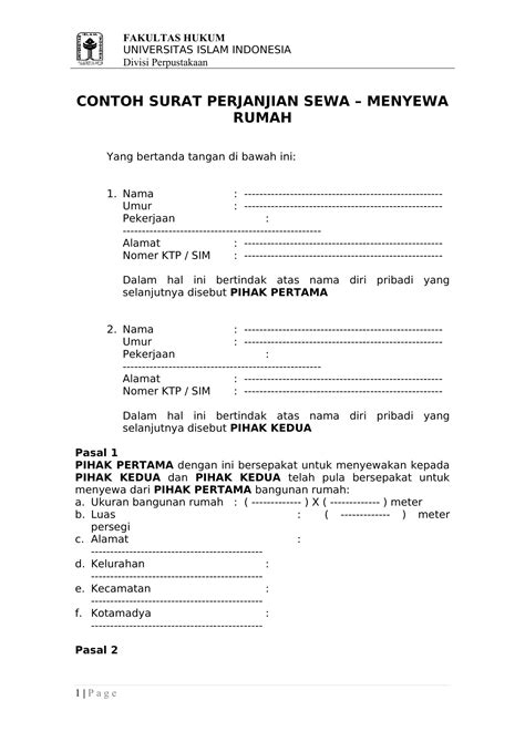 surat sewa rumah